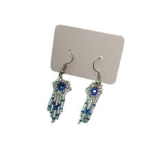 Load image into Gallery viewer, Navajo Elder Handmade Beaded Silver Blue Flower Dream Catcher Earrings