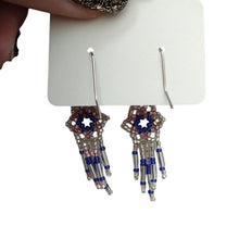 Load image into Gallery viewer, Navajo Elder Handmade Beaded Silver Blue Flower Dream Catcher Earrings