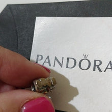 Load image into Gallery viewer, Pandora Sterling Silver and 14K Gold Bear Hug Animal Bead with Heart - 791395