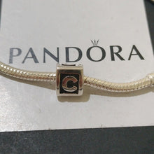 Load image into Gallery viewer, Pandora Sterling Silver 7" Snakechain Starter Bracelet w/ Letter C Charm 790323C