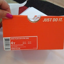 Load image into Gallery viewer, Nike Flex Running Athletic Shoes, 4Y, Dark Grey/White/Total Orange