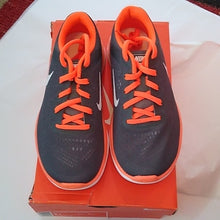 Load image into Gallery viewer, Nike Flex Running Athletic Shoes, 4Y, Dark Grey/White/Total Orange