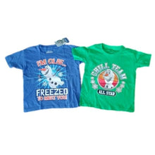 Load image into Gallery viewer, Disney FROZEN Olaf Tees T-Shirts Set of 2, Blue + Green, Size 4