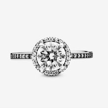 Load image into Gallery viewer, Pandora Sterling Silver Round Sparkle Halo Ring, size 52