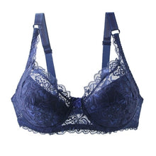 Load image into Gallery viewer, GYCL Ultrathin Underwire Push Up 3/4 Lace Bra, Navy, Size Medium 36B