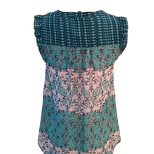 Load image into Gallery viewer, Elle Ruffled Cap Sleeve Top Shirt Blouse, Teal Blues, Size XS
