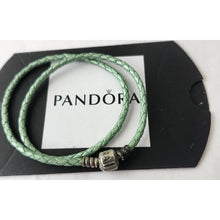 Load image into Gallery viewer, Pandora Double Green Leather Bracelet with Pandora Clasp - 590705 13.78"