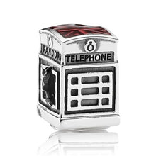 Load image into Gallery viewer, Pandora Sterling Silver London Calling Phone Booth Travel Bead with Red Enamel