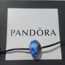 Load image into Gallery viewer, Pandora Retired Blue Flowers for You Murano Glass Bead - 790644