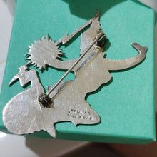 Load image into Gallery viewer, Vintage Siam Sterling Silver Niello Green Enamel Brooch Thai Mekkala Goddess