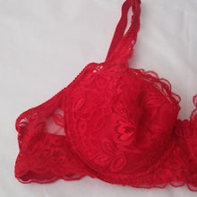 Load image into Gallery viewer, GYCL Ultrathin Underwire Push Up 3/4 Lace Bra, Red size Large 38B