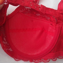 Load image into Gallery viewer, GYCL Ultrathin Underwire Push Up 3/4 Lace Bra, Red size Large 38B
