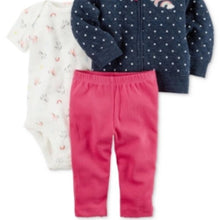 Load image into Gallery viewer, Carter's 3-Pc. Quilted Jacket, Bodysuit & Leggings Set, Baby Girls, Unicorns, NB