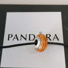 Load image into Gallery viewer, Pandora Retired Orange Murano Glass Ribbon Bead - 790621