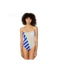 Load image into Gallery viewer, Bikini Lab Women's Sweetheart One Piece Swimsuit, Multi Biased Stripe, Medium