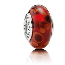 Load image into Gallery viewer, Pandora Retired Sterling Silver Red Bubbles Murano Glass Bead - 790690