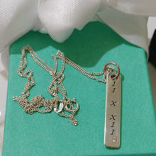 Load image into Gallery viewer, Sterling Silver & Diamond Roman Numeral True Wisdom Bar Necklace 18" Chain