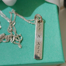 Load image into Gallery viewer, Sterling Silver & Diamond Roman Numeral True Wisdom Bar Necklace 18" Chain