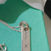 Load image into Gallery viewer, Sterling Silver & Diamond Roman Numeral True Wisdom Bar Necklace 18" Chain