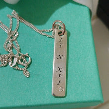 Load image into Gallery viewer, Sterling Silver & Diamond Roman Numeral True Wisdom Bar Necklace 18" Chain
