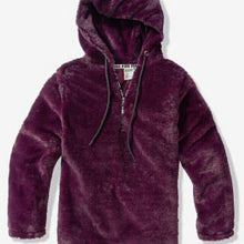 Load image into Gallery viewer, PINK Victoria's Secret 1/4 Zip Faux Fur Long Sleeved Jacket, Eggplant, Size Small