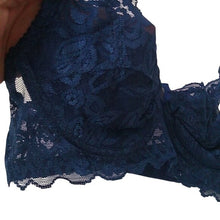 Load image into Gallery viewer, GYCL Ultrathin Underwire Push Up 3/4 Lace Bra, Navy Blue, size Small 34B