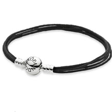 Load image into Gallery viewer, Pandora Multi-strand Black Fabric Bracelet w/ Sterling Silver Clasp - 590715CBK
