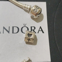 Load image into Gallery viewer, Pandora Sterling Silver 7.0" Starter Bracelet w/Faith, Hope + Love Charm 790119