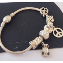 Load image into Gallery viewer, Chamilia Sterling Silver Bracelet 7.5" with 8 Decorative Charms