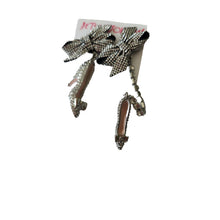 Load image into Gallery viewer, Betsey Johnson Holiday High Heel Shoes Bows Rhinestone Mismatch Drop Earrings