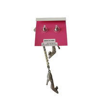 Load image into Gallery viewer, Betsey Johnson Holiday High Heel Shoes Bows Rhinestone Mismatch Drop Earrings