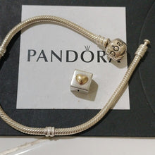 Load image into Gallery viewer, Pandora Sterling Silver 7.0" Starter Bracelet & I Love You Charm 790200 …