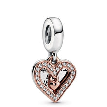 Load image into Gallery viewer, Pandora Rose + Sterling Silver Sparkling Freehand Heart Dangle Charm 788693c01