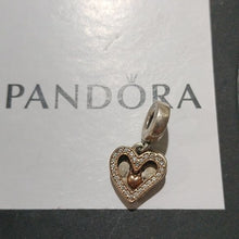 Load image into Gallery viewer, Pandora Rose + Sterling Silver Sparkling Freehand Heart Dangle Charm 788693c01