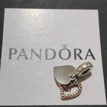 Load image into Gallery viewer, Pandora Rose + Sterling Silver Sparkling Freehand Heart Dangle Charm 788693c01