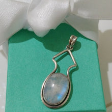 Load image into Gallery viewer, Artisan Made Sterling Silver Oval Moonstone Pendant