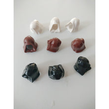 Load image into Gallery viewer, LEGO Reddish Brown, Black & White Hoods for Minifigure Star Wars Jedi, Set of 9