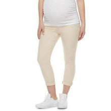 Load image into Gallery viewer, Maternity a:glow Cuffed Crop Jeans, Bone White, Size 10