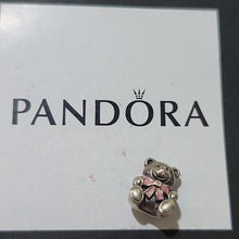 Load image into Gallery viewer, Pandora Sterling Silver It's A Girl Teddy Bear w/ Pink Ribbon Charm 791124en24