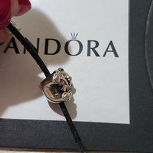 Load image into Gallery viewer, Pandora Sterling Silver It's A Girl Teddy Bear w/ Pink Ribbon Charm 791124en24