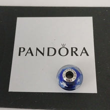 Load image into Gallery viewer, Pandora Sterling Silver Starry Night Midnight Blue Murano Glass Charm 791662cz