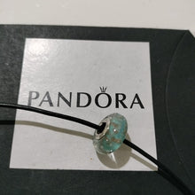 Load image into Gallery viewer, Pandora Ster Silver Mint Green Glitter Murano Engraved Cayman Charm - 791669