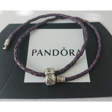 Load image into Gallery viewer, Pandora Double Shimmering Purple Leather Bracelet with SS Clasp - 590705CPE