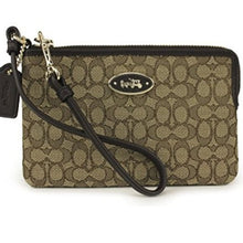 Load image into Gallery viewer, Coach 52574 Signature Jacquard Small Wristlet, Khaki/Brown