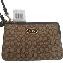Load image into Gallery viewer, Coach 52574 Signature Jacquard Small Wristlet, Khaki/Brown