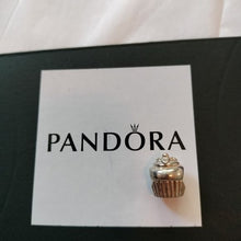 Load image into Gallery viewer, Pandora Sterling Silver + 14k gold Cupcake Charm 790417