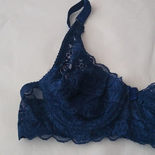 Load image into Gallery viewer, GYCL Ultrathin Underwire Push Up 3/4 Lace Bra, Navy Blue, size Large 38B