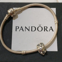 Load image into Gallery viewer, Pandora Sterling Silver 7" Snakechain Starter Bracelet w/ Wise Owl Charm 790278