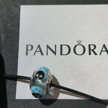 Load image into Gallery viewer, Pandora Retired Sterling Silver Murano Glass Blue Ladybugs Bead - 790654