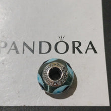 Load image into Gallery viewer, Pandora Retired Sterling Silver Murano Glass Blue Ladybugs Bead - 790654